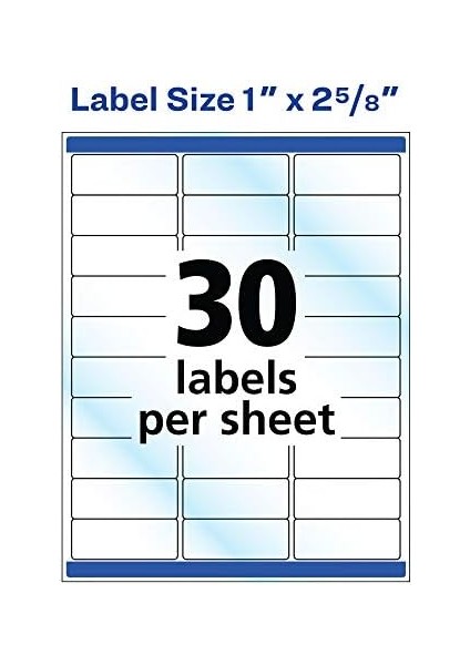 ve Mürekkep Püskürtmeli Yazıcılar Için 6521 Parlak Netliğinde Adres Etiketleri, 1 "x 2-5/8", 300 Etiket modelleri