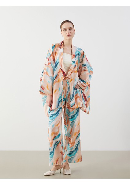 Yeni Sezon Şal Yaka Desenli Oversize Kadın Kimono fiyatları
