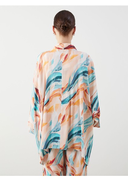 Yeni Sezon Şal Yaka Desenli Oversize Kadın Kimono indirimleri