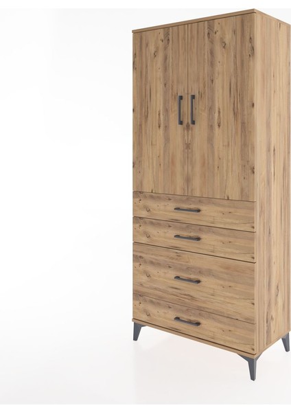 Hyperion Dolap 3 Raflı 4 Çekmeceli 2 Kapaklı 88X44X195 Çam-Çam modelleri