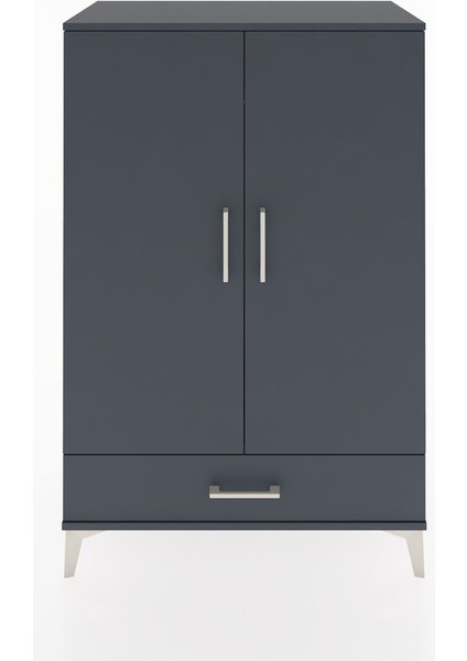 Hyperion Dolap Tek Raflı Tek Çekmeceli Tek Askılı 88X44X134 Antrasit-Antrasit