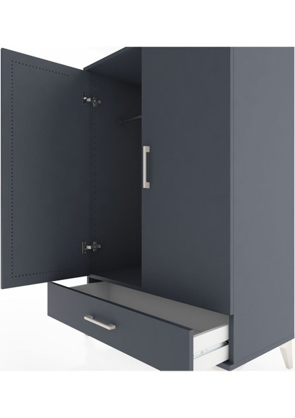 Hyperion Dolap Tek Raflı Tek Çekmeceli Tek Askılı 88X44X134 Antrasit-Antrasit indirimleri