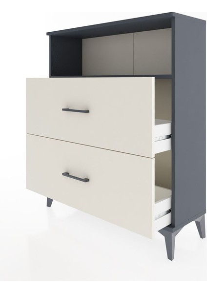 Arges Şifonyer Tek Raflı 2 Çekmeceli 88X30X106 Antrasit-Aytaşı fırsatları