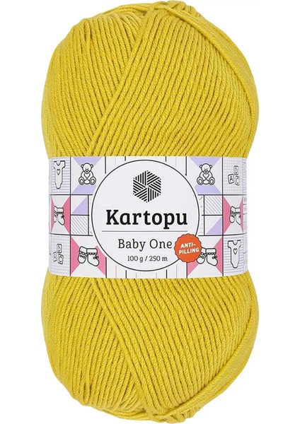 1 Adet Baby One Tüylenmeyen El Örgü Ipi Yünü Hardal Sarı K1321