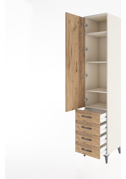 Hyperion Dolap 4 Raflı 4 Çekmeceli Tek Kapaklı 44X44X221 Aytaşı-Çam fırsatları