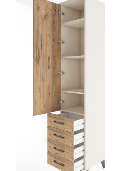 Hyperion Dolap 4 Raflı 4 Çekmeceli Tek Kapaklı 44X44X221 Aytaşı-Çam indirimleri