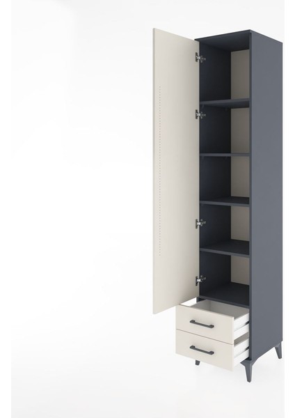 Hyperion Dolap 5 Raflı 2 Çekmeceli Tek Kapaklı 44X44X221 Antrasit-Aytaşı fırsatları
