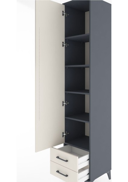 Hyperion Dolap 5 Raflı 2 Çekmeceli Tek Kapaklı 44X44X221 Antrasit-Aytaşı indirimleri