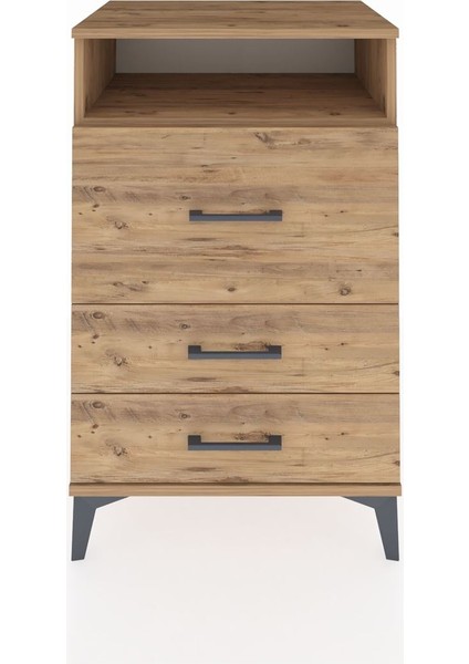 Hyperion Komodin Tek Raflı 3 Çekmeceli 60X44X96 Çam-Çam