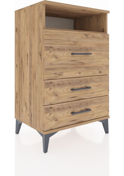 Hyperion Komodin Tek Raflı 3 Çekmeceli 60X44X96 Çam-Çam fiyatları