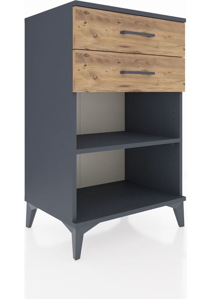 Hyperion Komodin Tek Raflı 2 Çekmeceli 60X44X96 Antrasit-Çam fiyatları