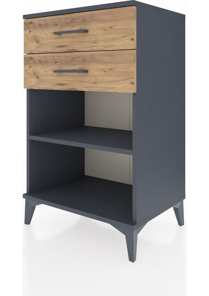 Hyperion Komodin Tek Raflı 2 Çekmeceli 60X44X96 Antrasit-Çam modelleri