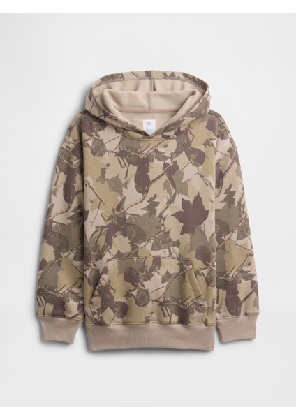 Erkek Çocuk Açık Kahverengi Oversize Vintagesoft Kapüşonlu Sweatshirt