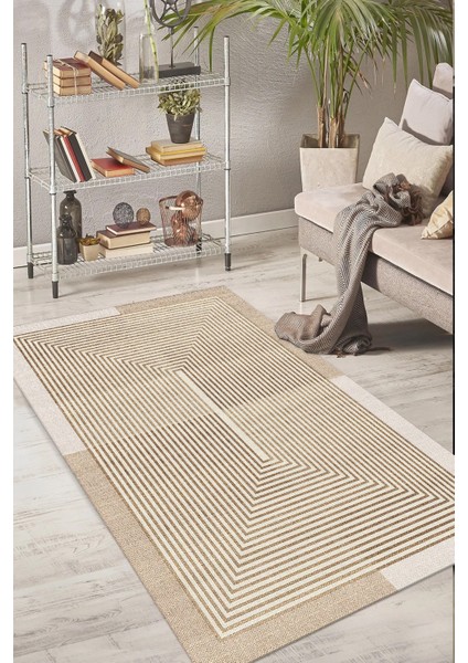 Kahverengi Dijital Baskılı Kaymaz Taban Modern Mutfak ve Salon Halısı Yolluk indirimleri