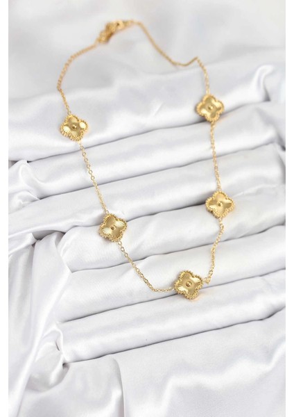 Bfs 316L Çelik Zincir Gold Renk Yonca Kadın Kolye fiyatları