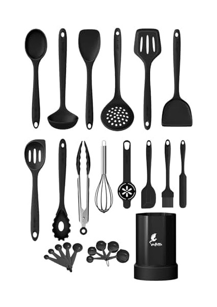 Maracas Dayanıklı Yanmaz Yapışmaz Silikon Spatula Seti 25 Parça Siyah fiyatları