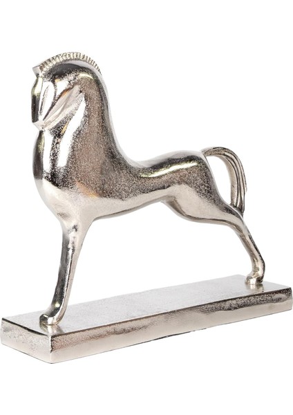 Metal Dekor At Figürlü Gümüş 40X10X34 Cm.
