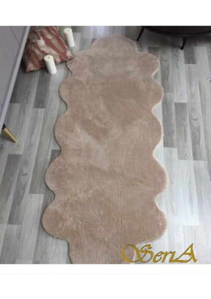 Kahverengi Peluş Post Çift Kafa, Yıkanabilir, Kaymaz Taban, Konforlu Halı Yolluk