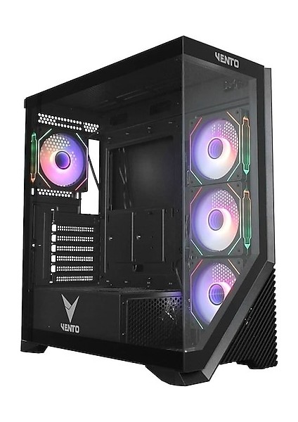 Vento VG4202FLA 850W 80+ Bronze Cam Ön-Yan Panel Sıyah 4X12CM Adreslenebilir Argb Gamıng Atx Kasa