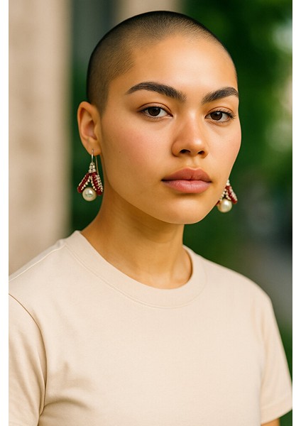 Boncuk Işlemeli Incili Sallantılı Küpe fiyatları