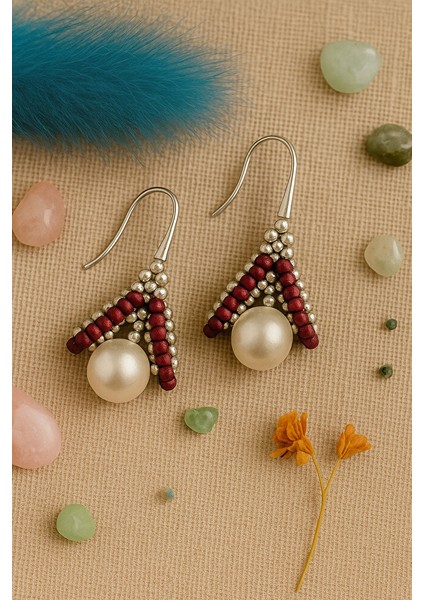 Boncuk Işlemeli Incili Sallantılı Küpe indirimleri