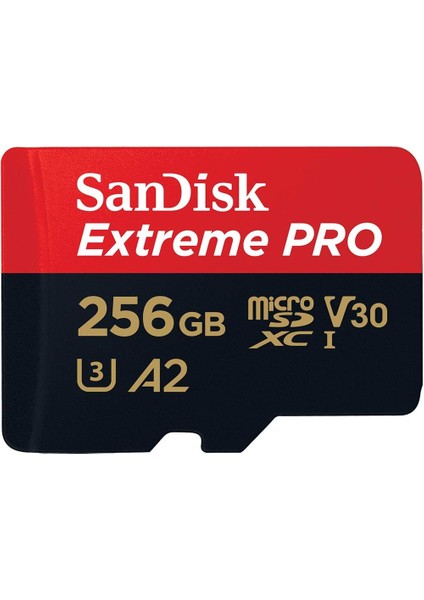 256 GB Extreme Pro Microsdxc Kartı + Sd + Rescuepro, 200 Mb/sn&apos;ye Kadar, A2 App, Uhs-I, 10, U3, V30