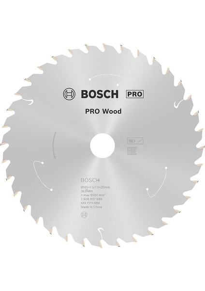 Professional Daire Testere Bıçağı, Ahşap Için (Ahşap, 165 x 20 x 1,5 Mm, 36 Diş, Akülü Daire Testere Aksesuarı)