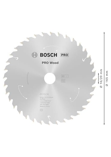 Professional Daire Testere Bıçağı, Ahşap Için (Ahşap, 165 x 20 x 1,5 Mm, 36 Diş, Akülü Daire Testere Aksesuarı) modelleri