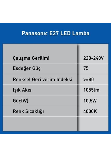 LED E27 Lamba, Gün Işığı 10,5W 1055LM 4000K modelleri