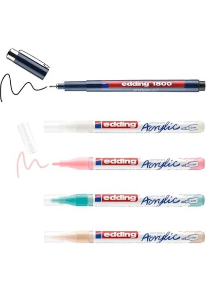 5300 Uçlu Akrilik Markör ve 1800 Teknik Çizim 5&apos;li Manga Seti modelleri