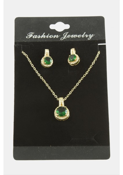 Yuvarlak Zirkon Taşlı Set Kolye fırsatları