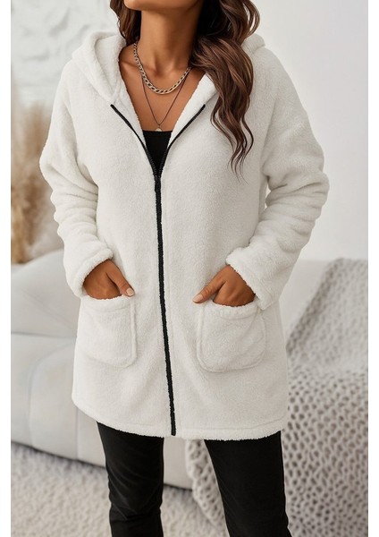 Kadın Uzun Kollu Kapşonlu Önden Fermuarlı Cepli Welsoft Ceket fiyatları