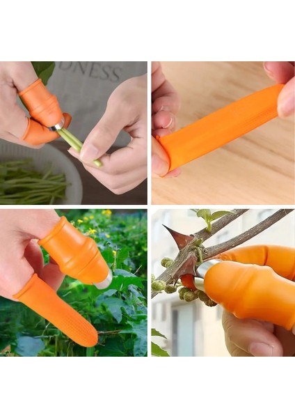 5 Parça Pratik Parmak Koruyucu 1 Parça Baş Parmak Bıçaklı Eldiven Sebze Meyve Soyucu Kesme Ayıklayıcı Silikon Set (5067) modelleri