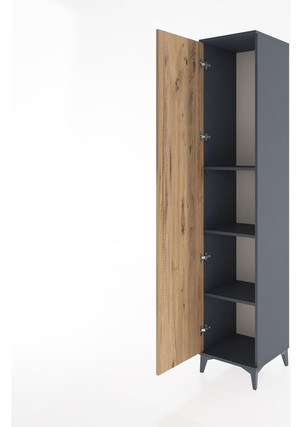 Hyperion Dolap 3 Raflı Tek Kapaklı 44X44X221 Antrasit-Çam fırsatları