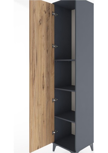 Hyperion Dolap 3 Raflı Tek Kapaklı 44X44X221 Antrasit-Çam indirimleri