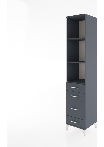 Hyperion Dolap 3 Raflı 4 Çekmeceli 44X44X221 Antrasit-Antrasit modelleri