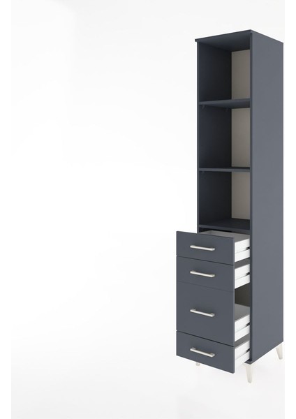 Hyperion Dolap 3 Raflı 4 Çekmeceli 44X44X221 Antrasit-Antrasit fırsatları