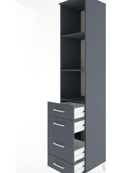 Hyperion Dolap 3 Raflı 4 Çekmeceli 44X44X221 Antrasit-Antrasit indirimleri