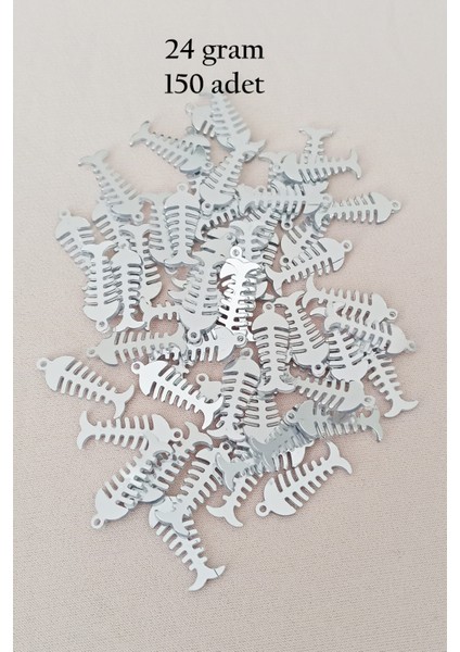 Oya Abiye Bileklik Kolye Pleksi Metalik Plastik Pul Gümüş Renk 24 Gram 150 Adet - BNC589