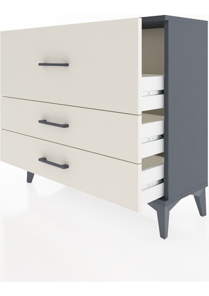 Arges Şifonyer 3 Çekmeceli 88X30X80 Antrasit-Aytaşı fırsatları