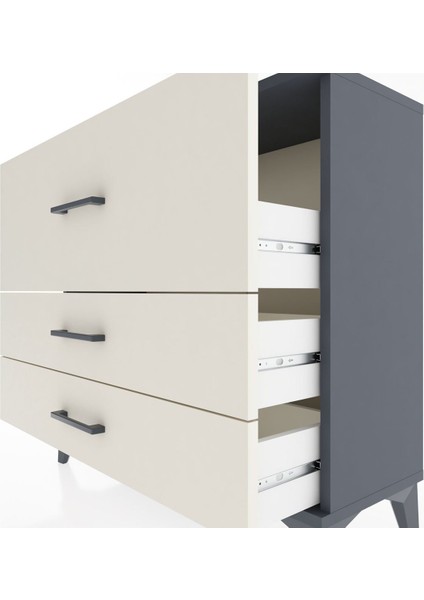 Arges Şifonyer 3 Çekmeceli 88X30X80 Antrasit-Aytaşı indirimleri