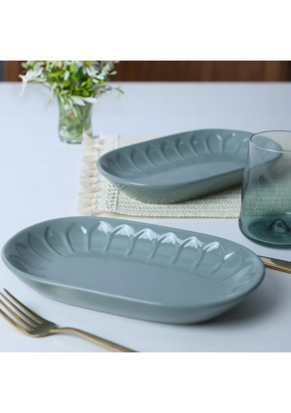 Yeşil Kayık Tabak 25 cm 2 Adet 326