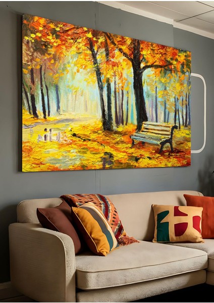 Kanvas Tablo Sonbahar Yapraktarı Yağlı Boya Görünümlü Dekoratif Kanvas Tablo 30 x 40