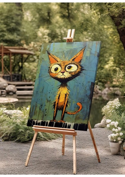 Kanvas Tablo Şaşkın Turuncu Kedi Dekoratif Kanvas Tablo 70 x 100