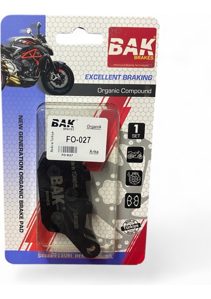 Rks RZ250S Zontes ZT250T-E 250TE Organik Arka Fren Balatası
