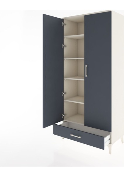 Hyperion Dolap 5 Raflı Tek Çekmeceli 2 Kapaklı 88X44X195 Aytaşı-Antrasit fırsatları