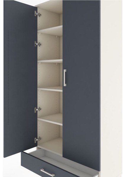 Hyperion Dolap 5 Raflı Tek Çekmeceli 2 Kapaklı 88X44X195 Aytaşı-Antrasit indirimleri