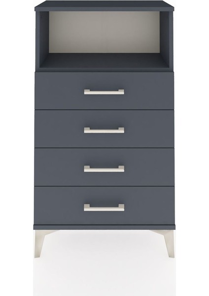 Arges Komodin Tek Raflı 4 Çekmeceli 60X30X106 Antrasit-Antrasit fiyatları