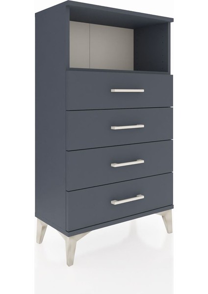 Arges Komodin Tek Raflı 4 Çekmeceli 60X30X106 Antrasit-Antrasit modelleri