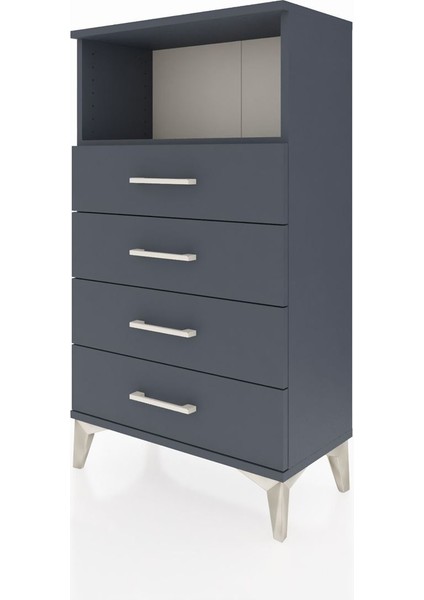 Arges Komodin Tek Raflı 4 Çekmeceli 60X30X106 Antrasit-Antrasit indirimleri